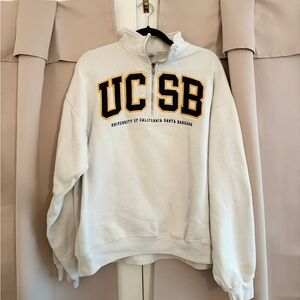 Cream/White UCSB quarter zip sweatshirt